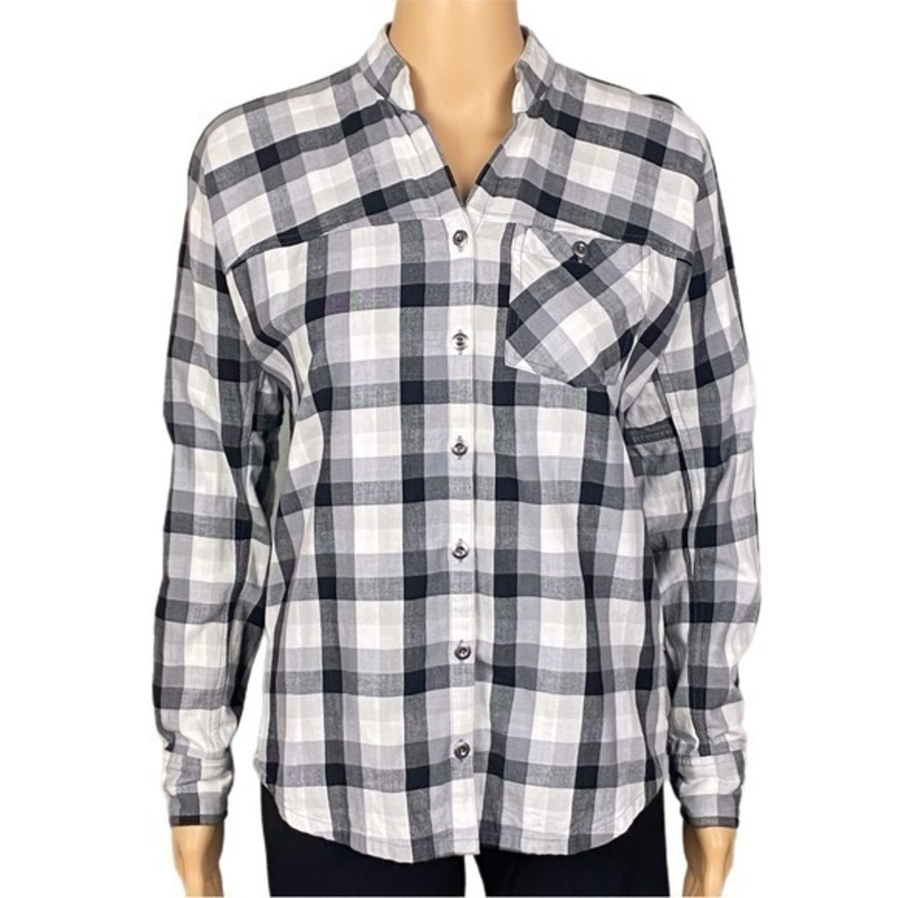 PATAGONIA double weave woven collarless flannel in ‘feather grey’. Size 0. EUC